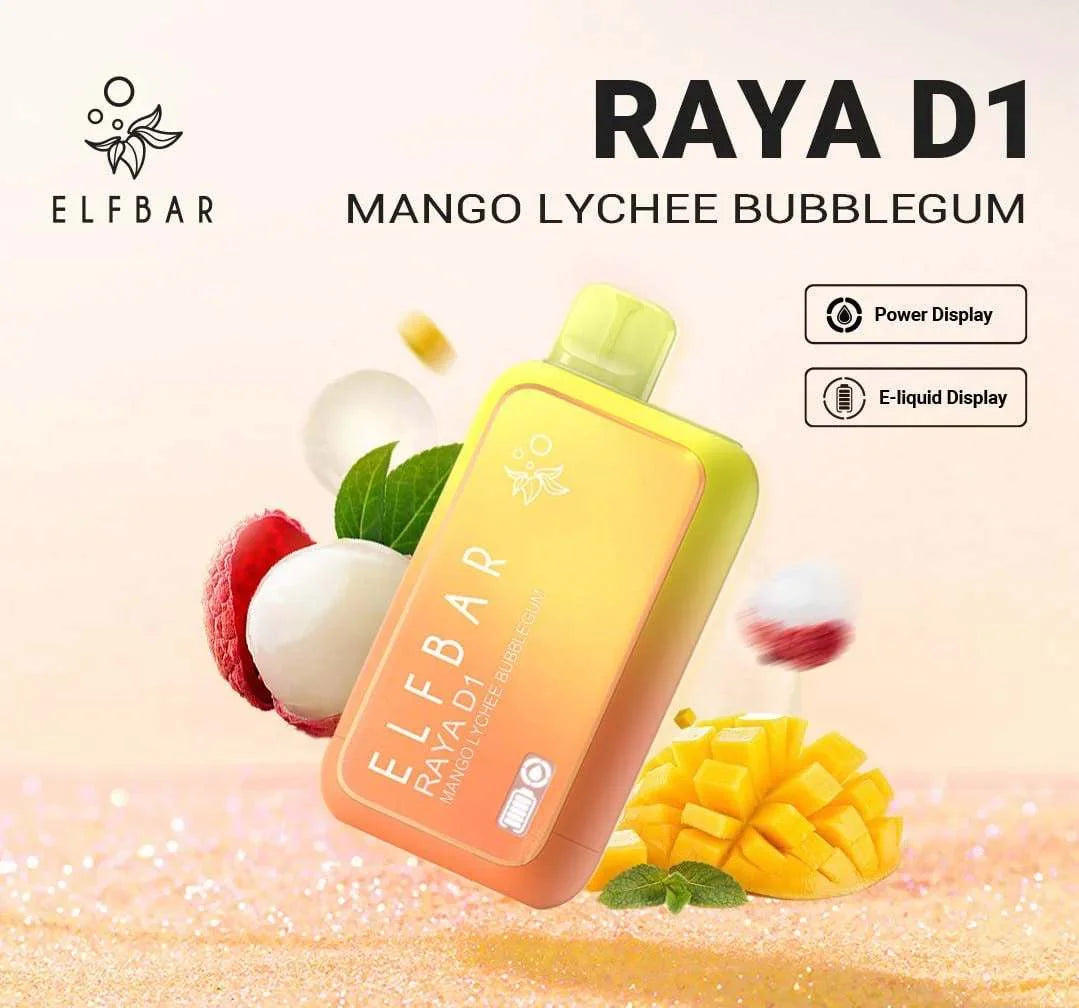 ELF BAR RAYA D1 – Mango Lychee Bubblegum - Vape Shop Faridabad