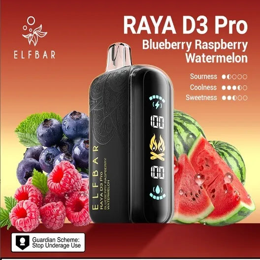 Elf Bar Raya D3 Pro 30K Blueberry Raspberry Watermelon - Vape Shop Faridabad